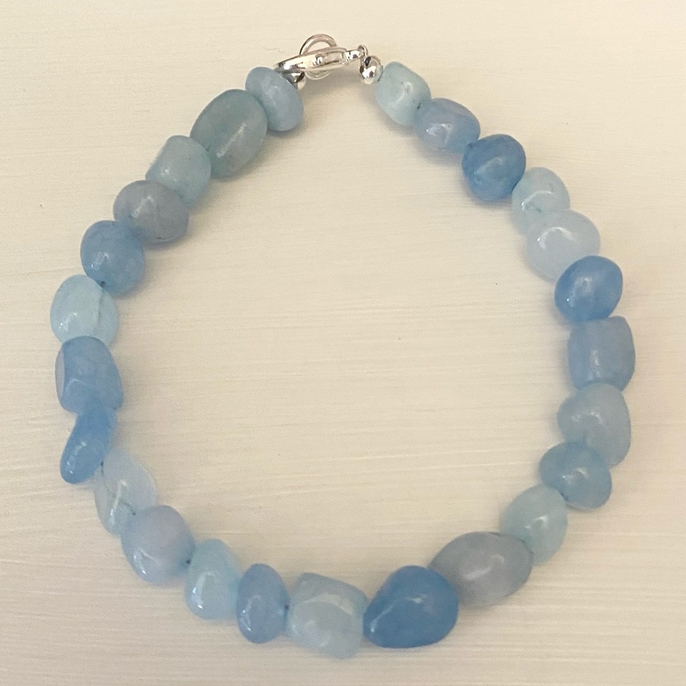 Genuine Aquamarine Bracelet 7.25 inches